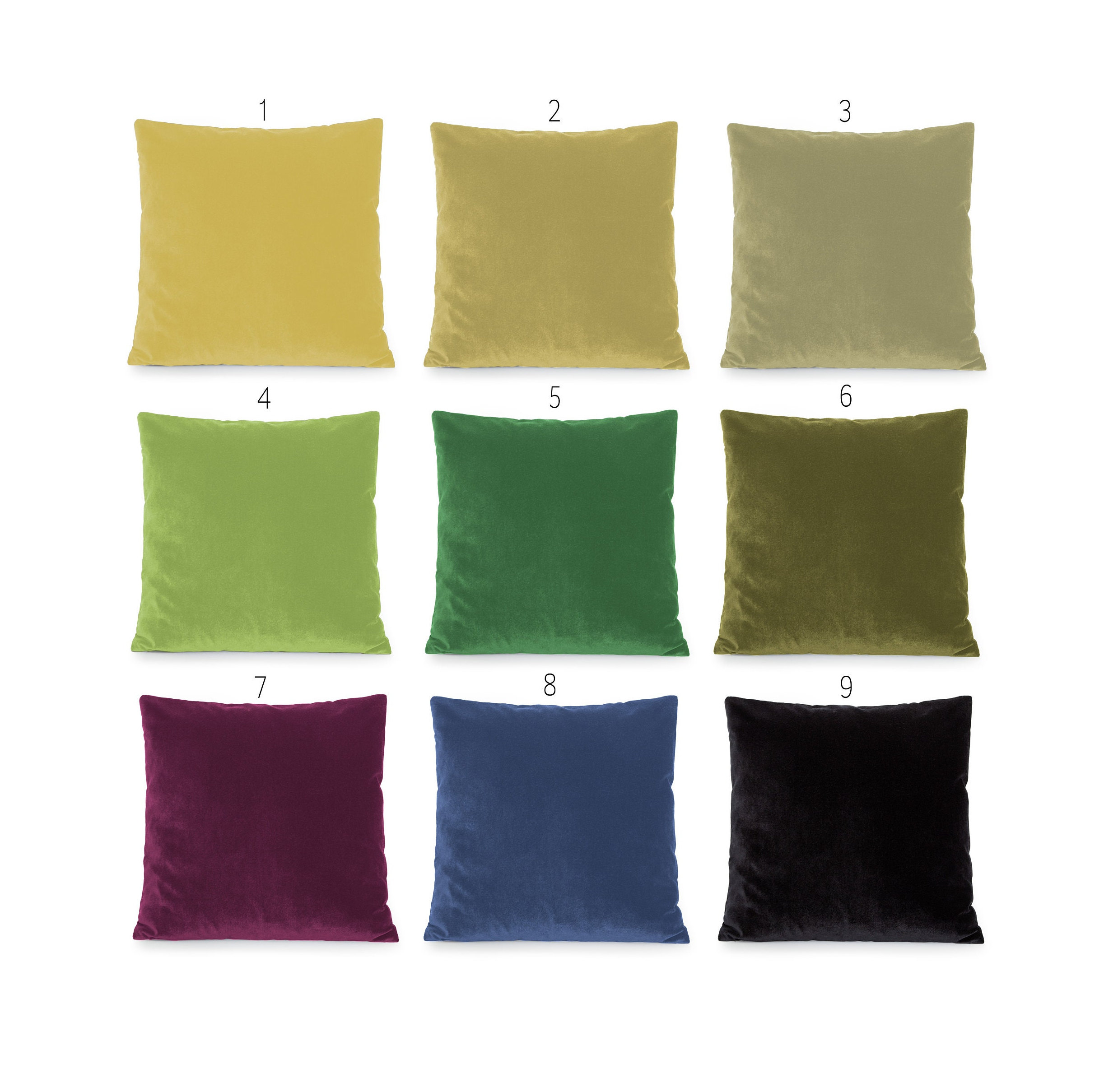 Velvet Green, Blue, Black, Olive Decorative Pillow Cover. Accent throw pillow, home decor. 8x8 10x10 12x12 14x14 16x16 18x18 20x20 22x22