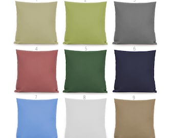 Solid Color Cotton/Linen in Green Gray Pink Blue Navy Decorative Pillow Cover. Accent throw, lumbar pillows, home decor. 16x16 18x18 20x20