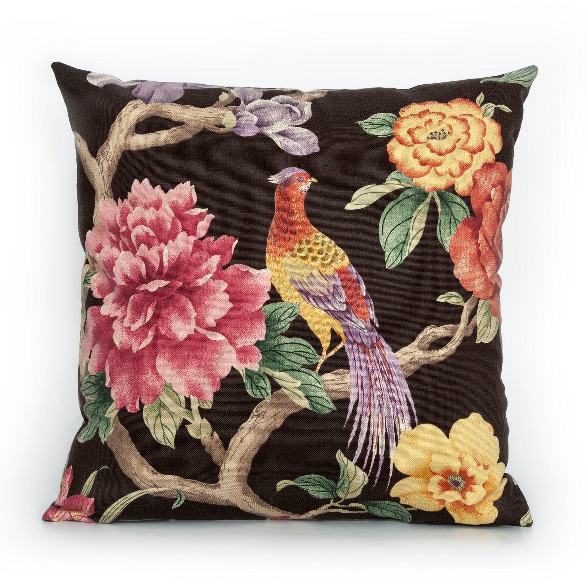 P.Kaufmann Flora, Pheasant in Brown Decorative Pillow Cover. Accent throw, lumbar pillows, home decor. 14x14 14x20 16x16 18x18 20x20