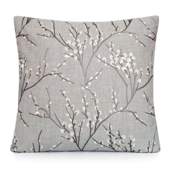 Swavelle/Mill Creek Belcastel Dragonfly in Gray Embroidery Decorative Pillow Cover. Accent throw pillow, home decor. 12x12 14x14 16x16 18x18