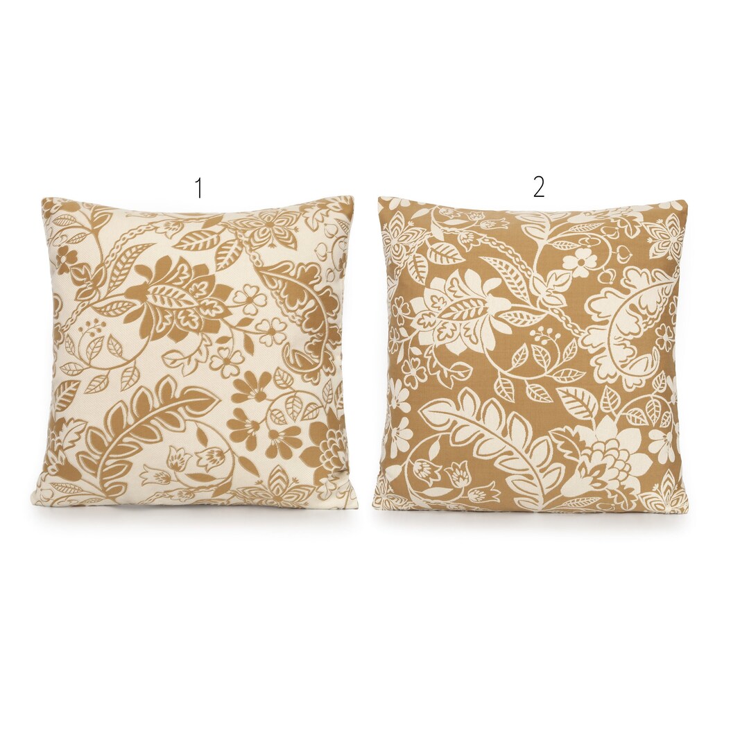 Woven Floral Beige Decorative Pillow Cover. Accent Throw Pillow, Home