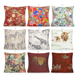 Jungle/Safari Animals Cheetah Tiger Zebra Elephant Giraffe Buffalo Decorative Pillow Cover. Accent throw, lumbar pillows, home decor.