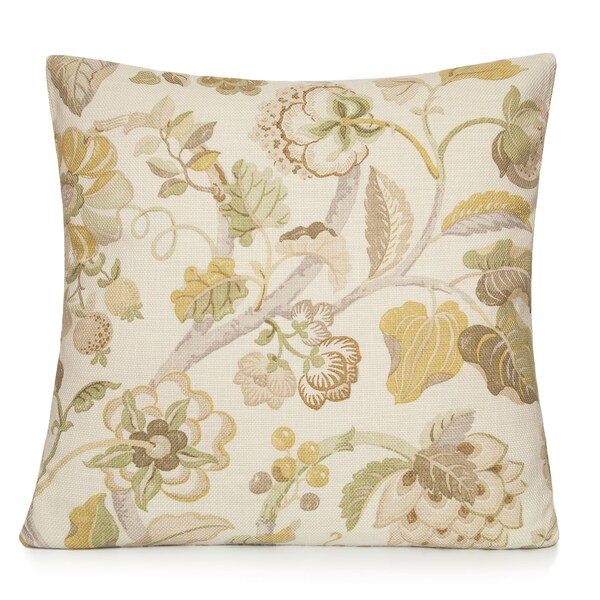 P.Kaufmann Floral in Soft Beige, Yellow Decorative Pillow Cover. Accent throw pillow, home decor. 16x16 18x18 20x20 22x22 24x24 26x26 28x28