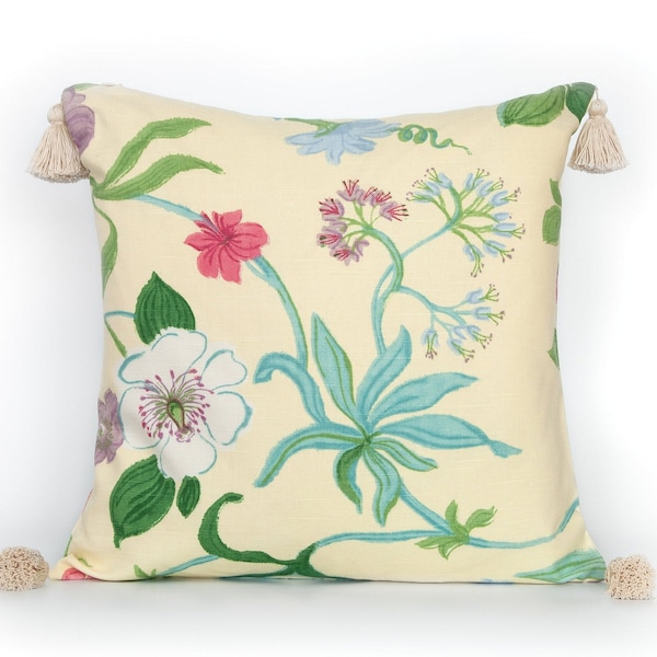 Yellow Summer Garden Floral Decorative Pillow Cover. Accent throw pillow, home decor. 12x12 14x14 16x16 18x18 20x20 22x22 24x245 26x26 28x28