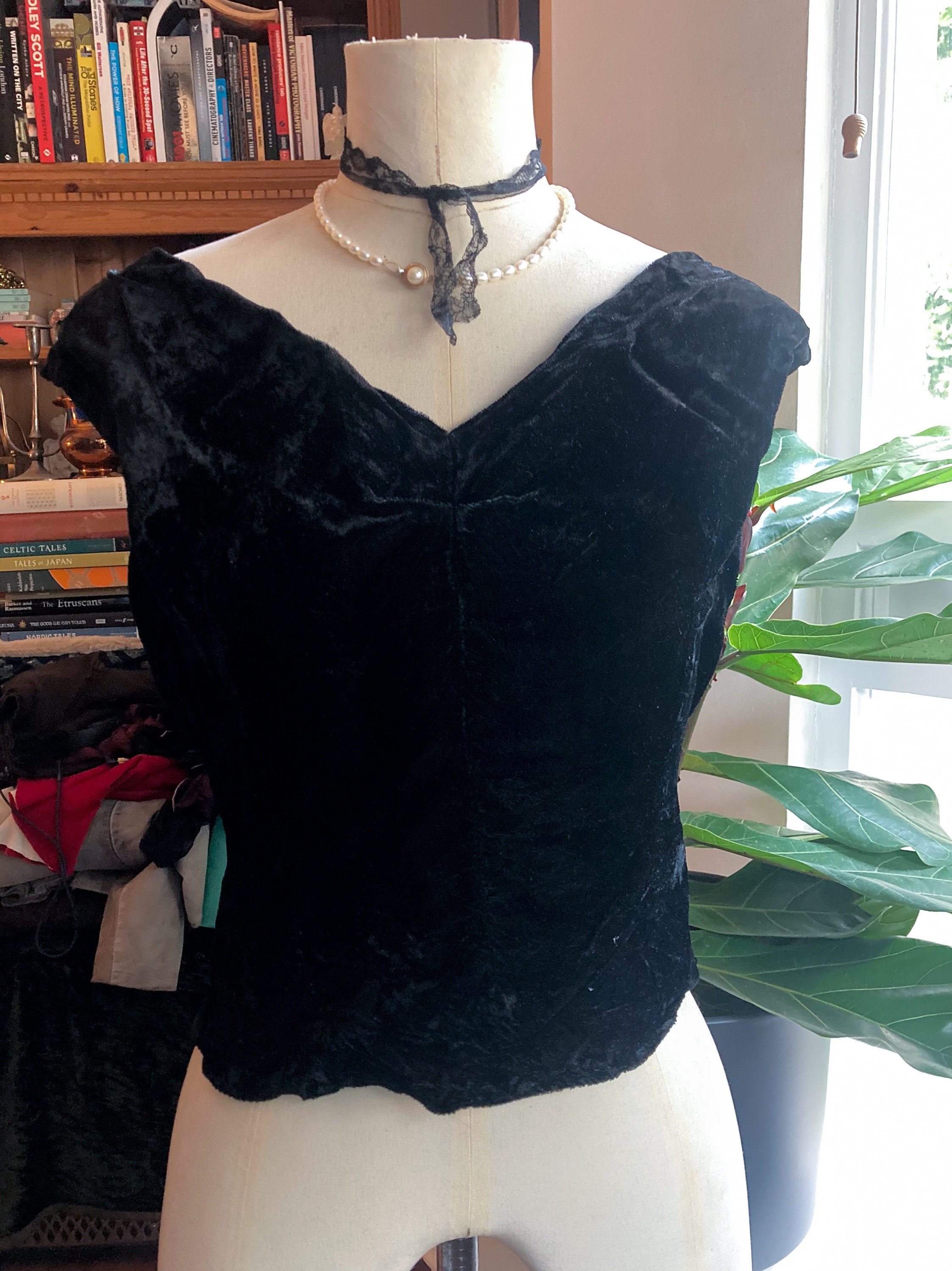 black velvet bardot top