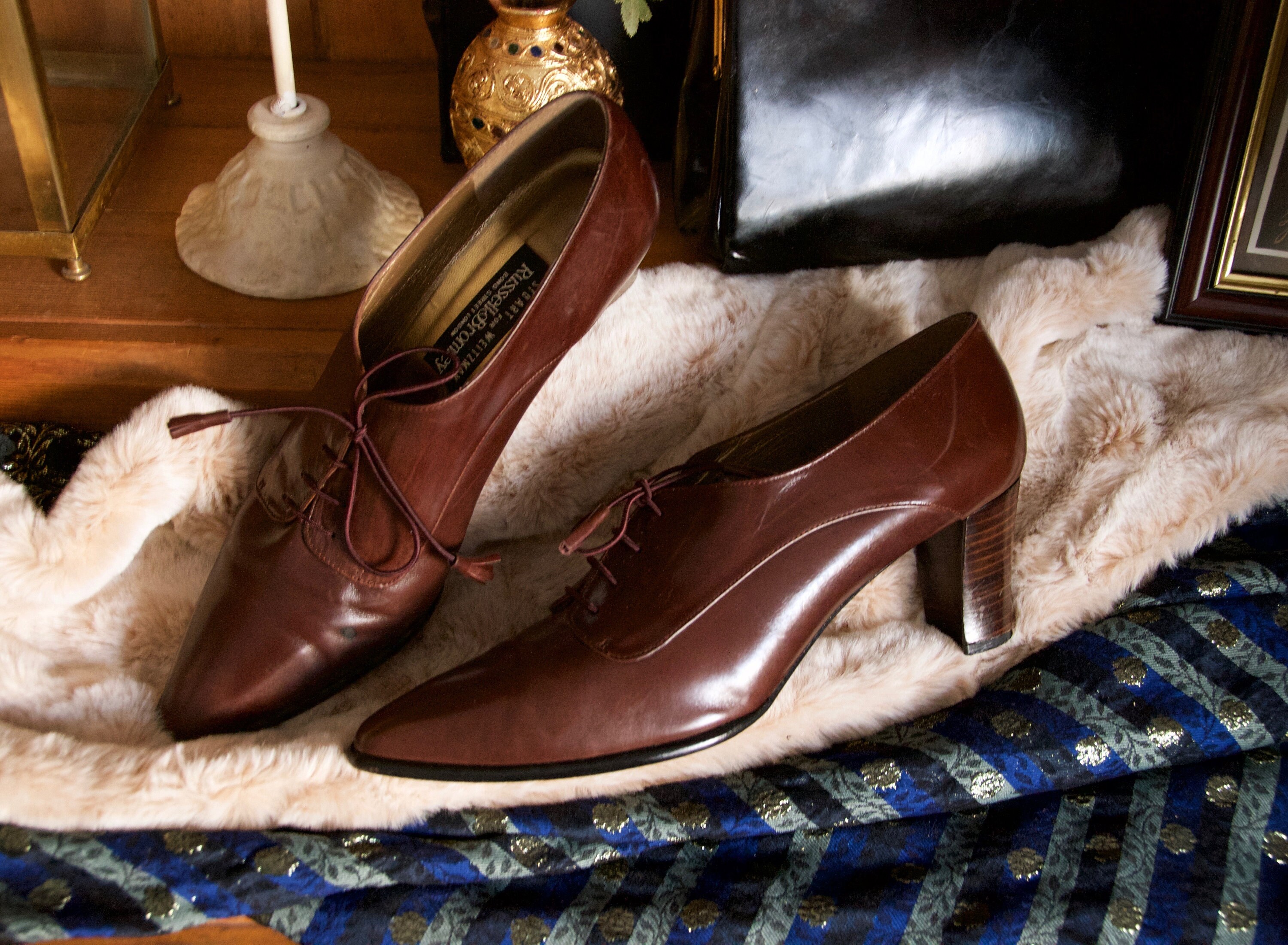 Vintage Russel&Bromley Brown Leather Shoes Boots Size 8 1/2 Etsy