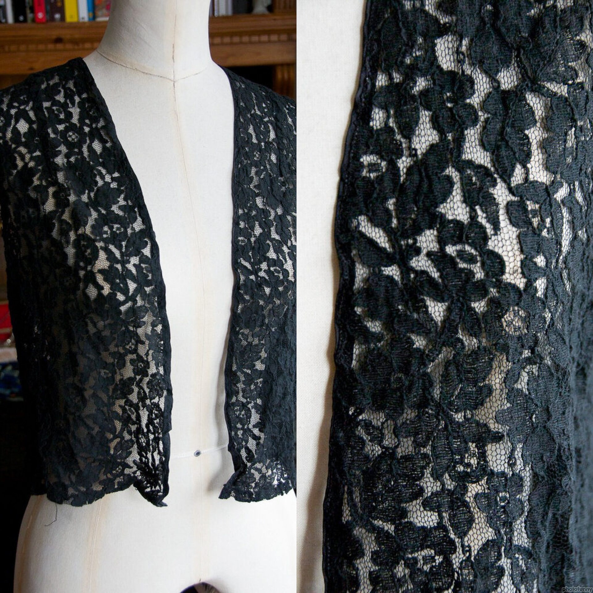 トップス 1930s Rose Spray Lace Vest Vintage Antique Black Lace Vest Floral 1930s 1940s S-M - Etsy