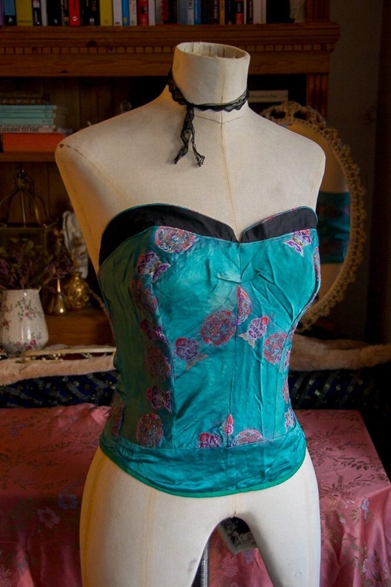 Vintage Antique Asian Chinese Japanese Silk Corset