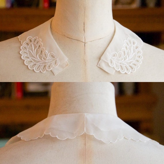 Vintage Lace Collar 'Lucienne' Sheer Chiffon Whit… - image 1