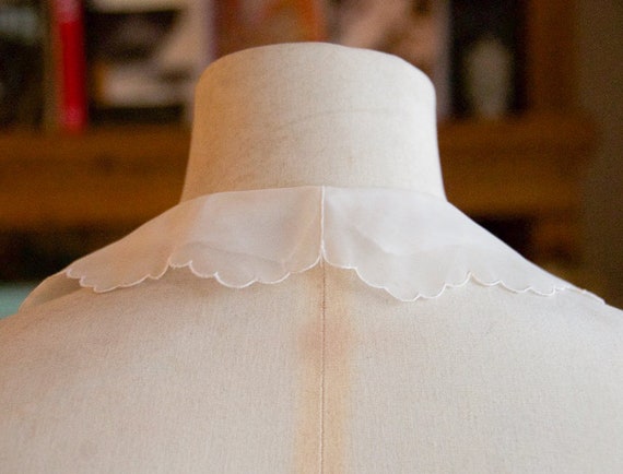 Vintage Lace Collar 'Lucienne' Sheer Chiffon Whit… - image 7