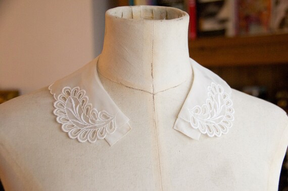 Vintage Lace Collar 'Lucienne' Sheer Chiffon Whit… - image 5