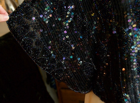 RACHELLE Vintage Silk Sequin Butterfly Top Beaded… - image 7