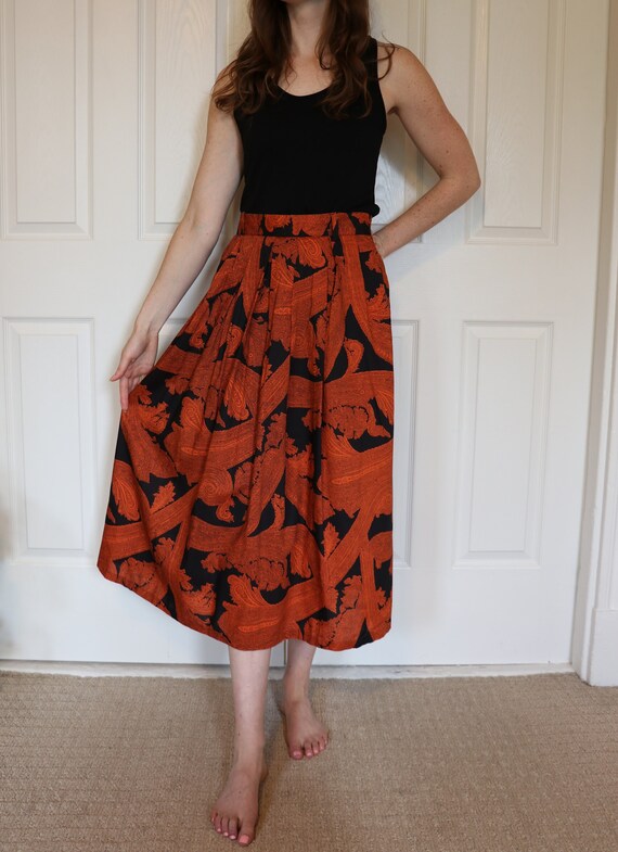 Vintage Skirt - Robyn - USA - Orange and Black