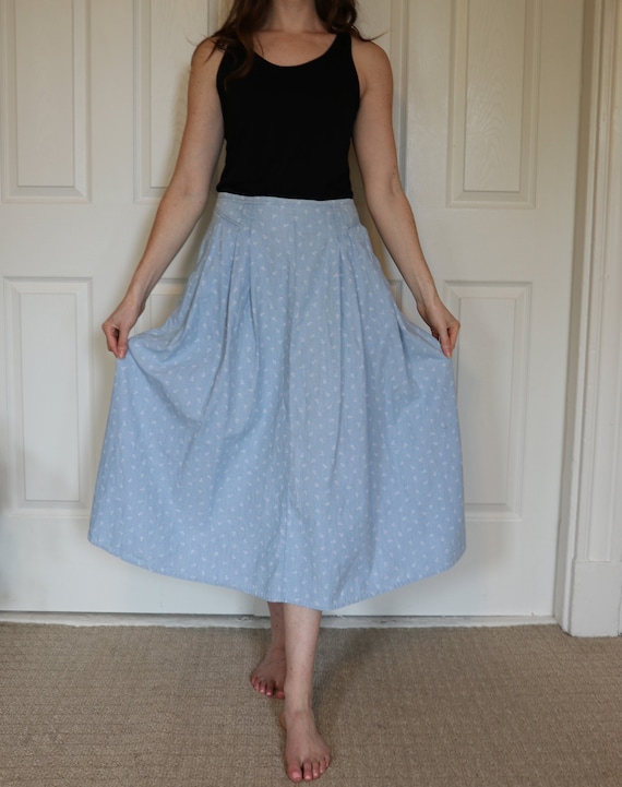 Vintage 1990s Gap Skirt - Denim Anchor Printed Mi… - image 1