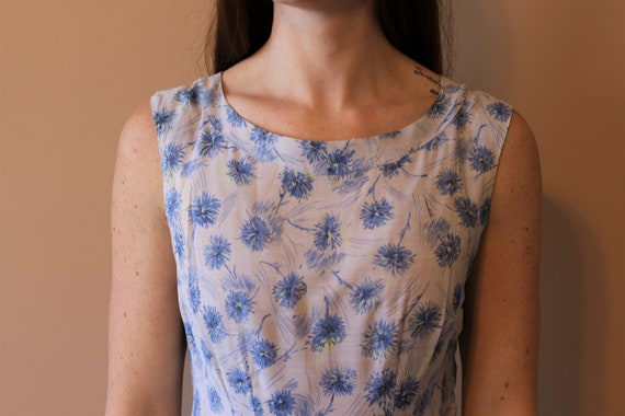 Handmade Vintage Blue Floral Dress - Summer Midi … - image 6