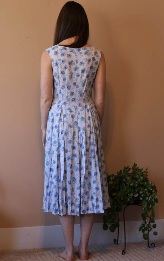 Handmade Vintage Blue Floral Dress - Summer Midi … - image 5