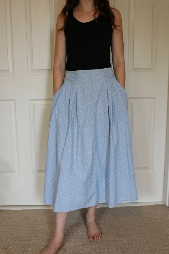 Vintage 1990s Gap Skirt - Denim Anchor Printed Mi… - image 2