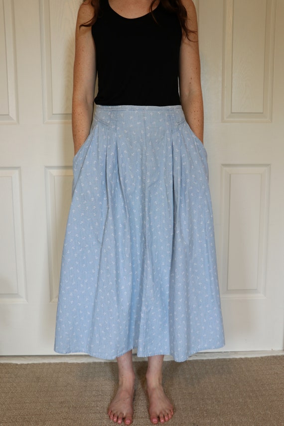 Vintage 1990s Gap Skirt - Denim Anchor Printed Mi… - image 3