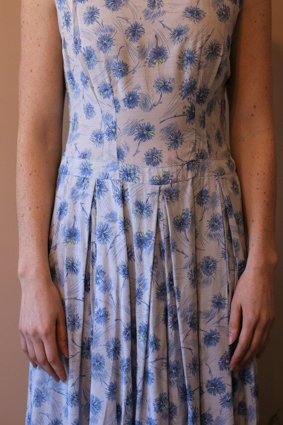 Handmade Vintage Blue Floral Dress - Summer Midi … - image 4
