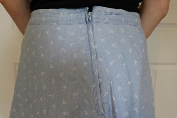 Vintage 1990s Gap Skirt - Denim Anchor Printed Mi… - image 9