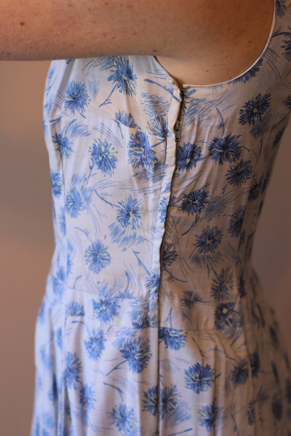 Handmade Vintage Blue Floral Dress - Summer Midi … - image 9