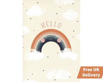 New Baby Greeting Card with Hand Written Personalised Message Inside - Hello Rainbow Boy Girl | Free Delivery UK