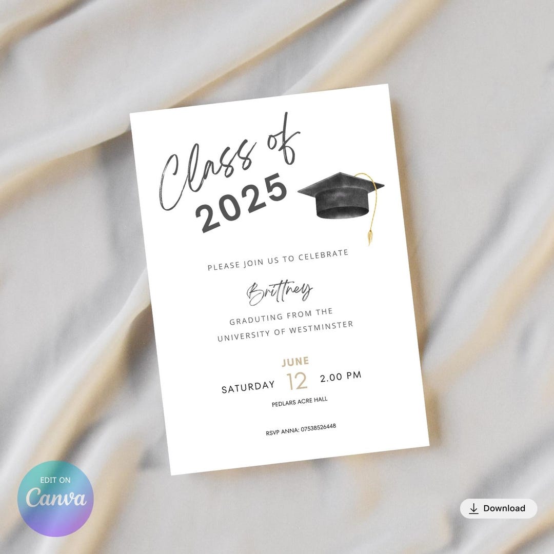 Editable Graduation Invite, Graduation Party Invitation Template ...