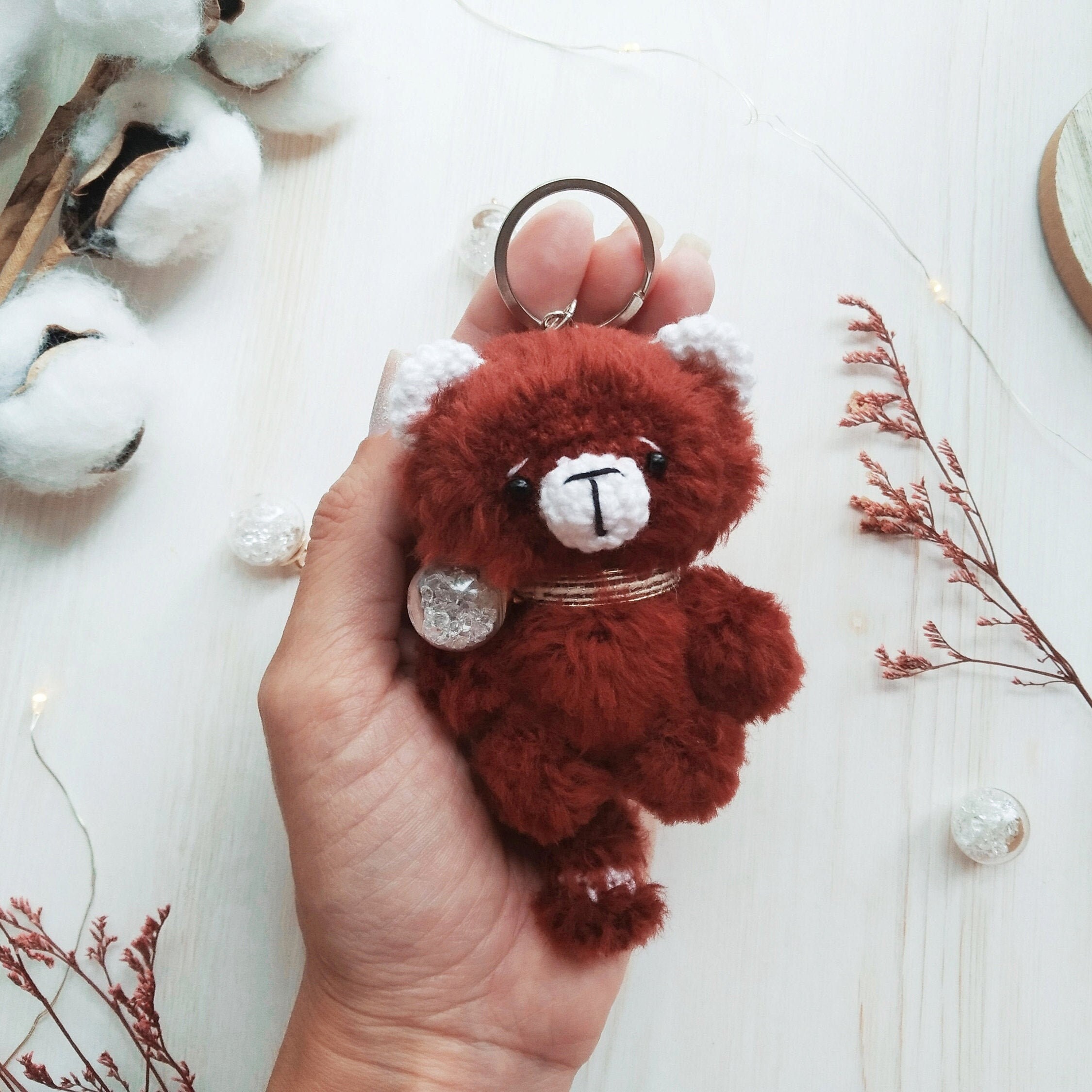 Red panda plush keychain cute animal keychain funny Etsy
