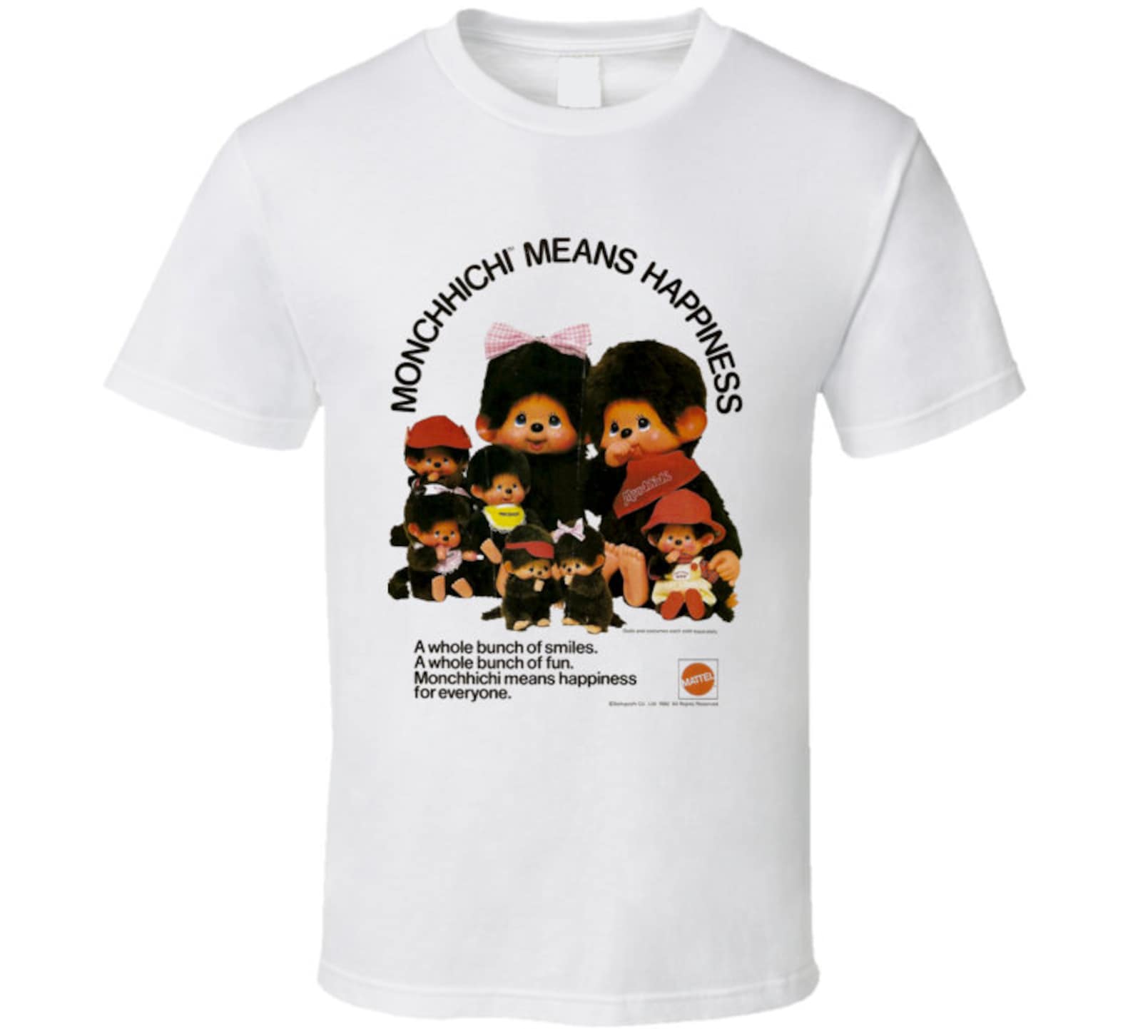 Monchhichi Means Happiness Japanese Stuffed Toy Monkey Retro Old Ad T Shirt