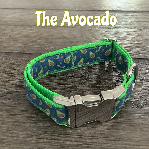 Dog Collar with Avocado puppy accessorie with Guacamole pet collar with food print dog collar for the foodie gift for the chef gift