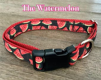 Handmade Watermelon Print Dog Collar: Fun Summer Puppy Collar