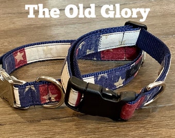 Handmade Patriotic Dog Collar: Red, White & Blue American Flag