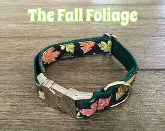 Handmade Autumn Leaves Dog Collar, Fall Fashion