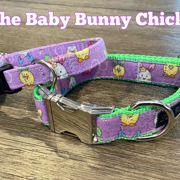 Dog Collar for Easter, Easter bunnies & chicks, Pastel colors puppy collar, pet collar for spring, cheerful collars, dog bling, easter bunny