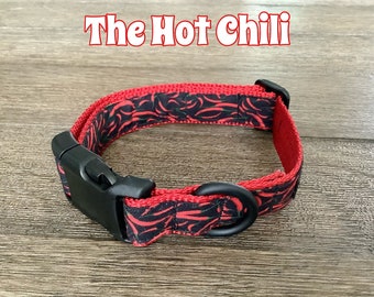 Red Chili Pepper Dog Collar: Spicy Foodie Pet Collar