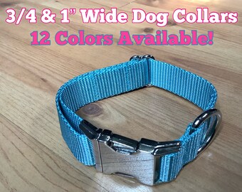 Heavy Duty Nylon Dog Collar, Webbibg Made in USA , Metal or Plastic Buckle