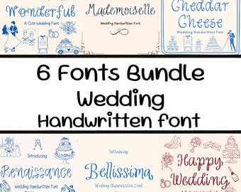 Wedding Font Bundle: 6 Quirky Handwritten Fonts (Digital Download)