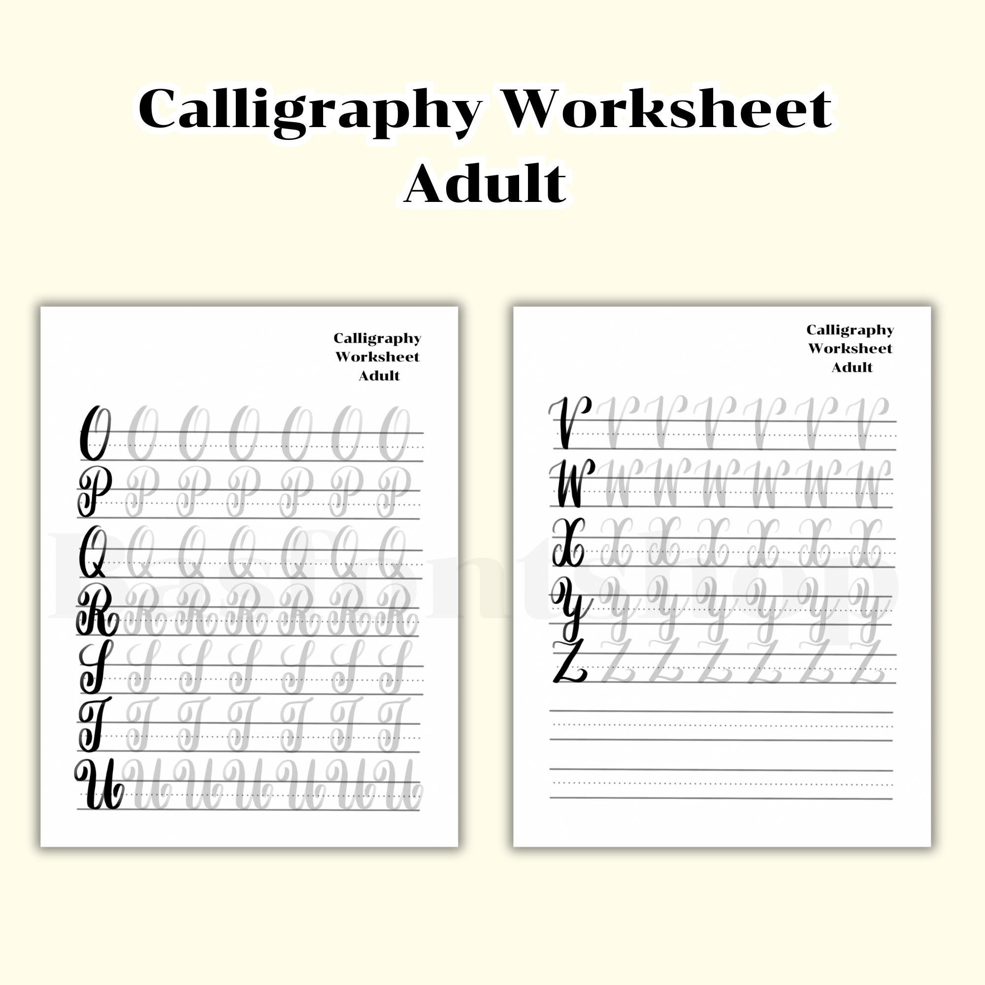 Modern Calligraphy Worksheet: Adult Handwriting Practice (PDF) - Etsy