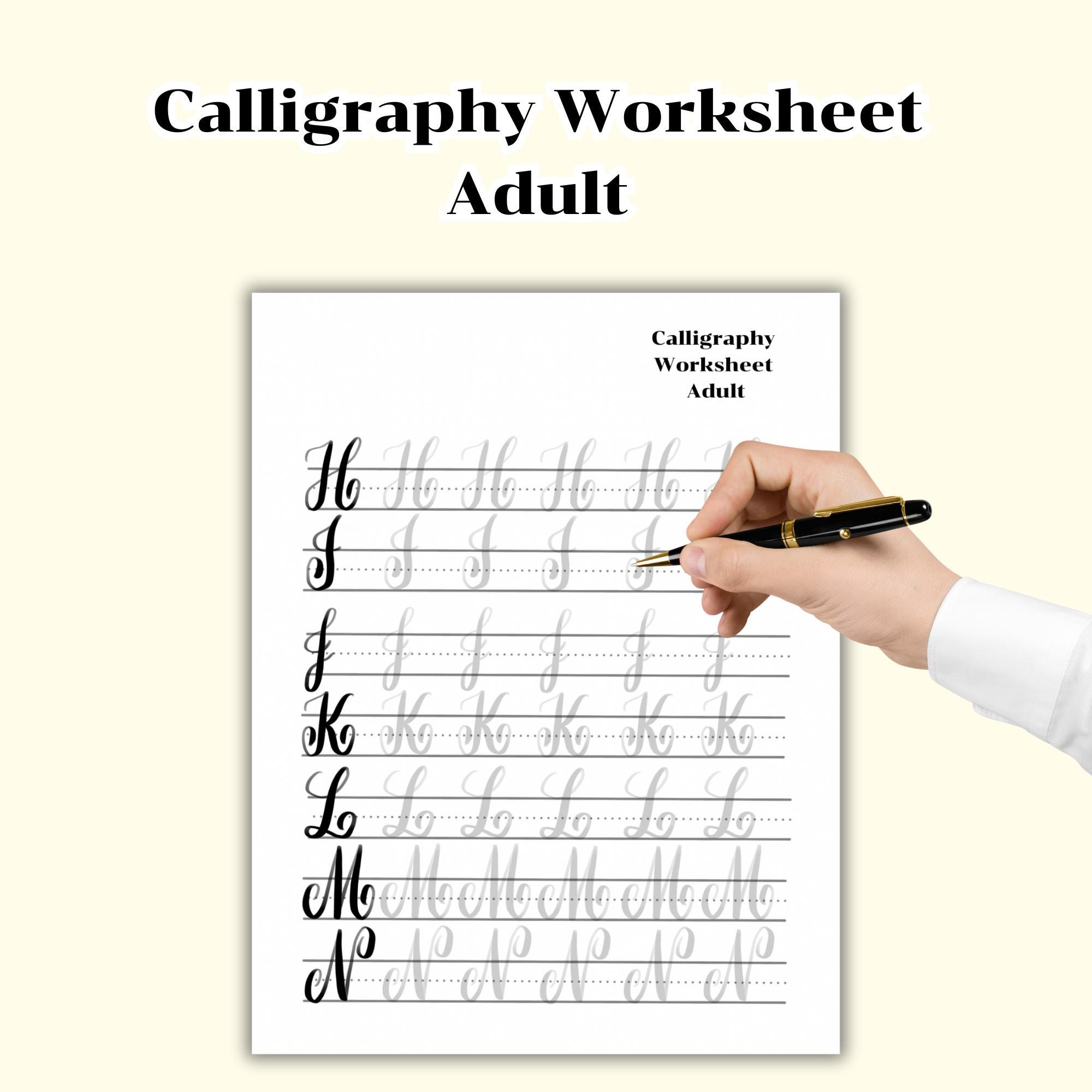Modern Calligraphy Worksheet: Adult Handwriting Practice (PDF) - Etsy