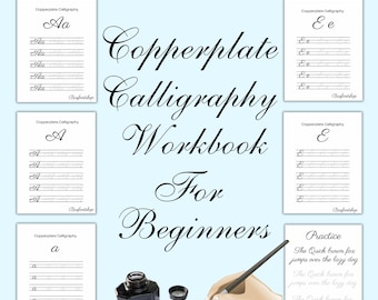 Copperplate Calligraphy Workbook For Beginners: Calligraphy practice sheet (PDF file), Printable