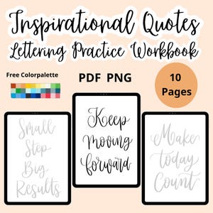 Inspirational Quotes Lettering Workbook: Calligraphy Practice (Digital Download)