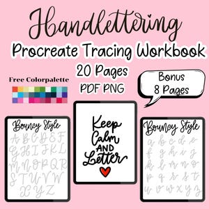 Procreate Lettering Workbook: Bouncy Style Tracing (PDF/PNG)