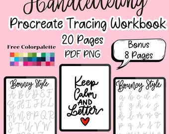 Procreate Lettering Workbook: Bouncy Style Tracing (PDF/PNG)