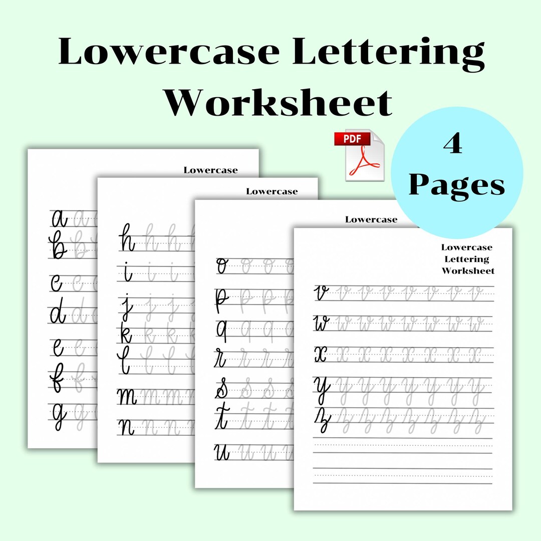 Lowercase Lettering Lowercase Lettering Worksheet: Calligraphy Practice (PDF) - Etsy