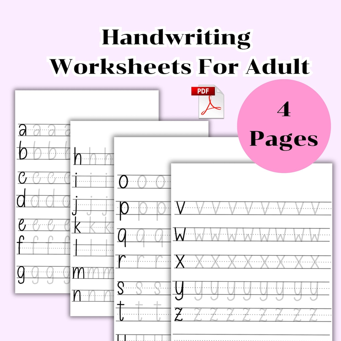 Handwriting Worksheet Adult: Lettering Practice (PDF) Printable - Etsy