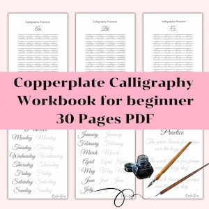 Copperplate Calligraphy Workbook for Beginners: Traceable Lettering (PDF Download 8.5x11in)
