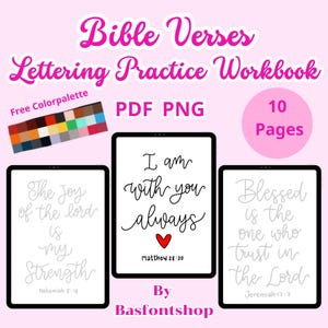 Bible Verse Lettering Practice Workbook,Lettering Practice,IPad Lettering,Lettering Procreate,Bible Verses,Trace Worksheet,Tracing Workbook,