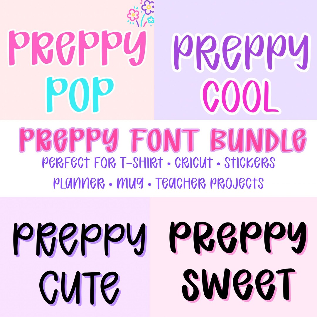 Preppy Font Bundle: Cute Preppy Display for Cricut, Goodnotes,teacher ...