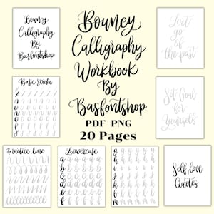 Bouncy Calligraphy Workbook,Modern Calligraphy,Calligraphy workbook,Lettering workbook,Lettering practice,Lettering procreate,IPad lettering