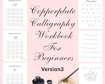 Copperplate Calligraphy Workbook For Beginners: Calligraphy practice sheet (PDF file), Printable